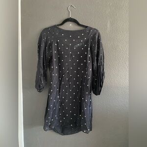 Guess by Marciano Sheer Black Dress with White Polka Dots, Slip Included